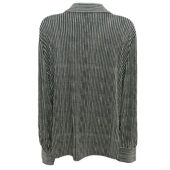 Adrianna‎ Papell Black White Stripes Blouse Top Women's Size XL - Picture 4 of 10